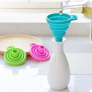 Silicone Collapsible Funnel Wide Mouth Oil Wine Pouring Kitchen Household Small Telescopic Folding Funnel Blue Green Pink White - Product Image 1