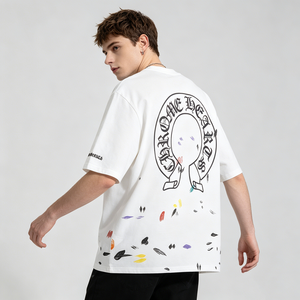 T-shirt da <span class=keywords><strong>uomo</strong></span> oversize personalizzate, con etichetta privata, taglie forti, in cotone, con spalle scese, all'ingrosso - Product Image 4