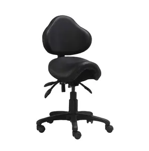 Factory Manufacture Height Adjustable Deluxe Professional Saddle Massage Stool Therapist Stool With Wheels and Backrest