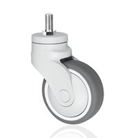 Roue pivotante médicale en TPR+PP de 100 mm avec trou de boulon, frein total, capacité de charge de 75 kg, pour hôpital, fabrication chinoise
