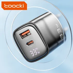 Toocki OEM Mini Pd 33w Gan Charger Usb A Type C Fast Charging With Digital Display Travel Charger For Phones