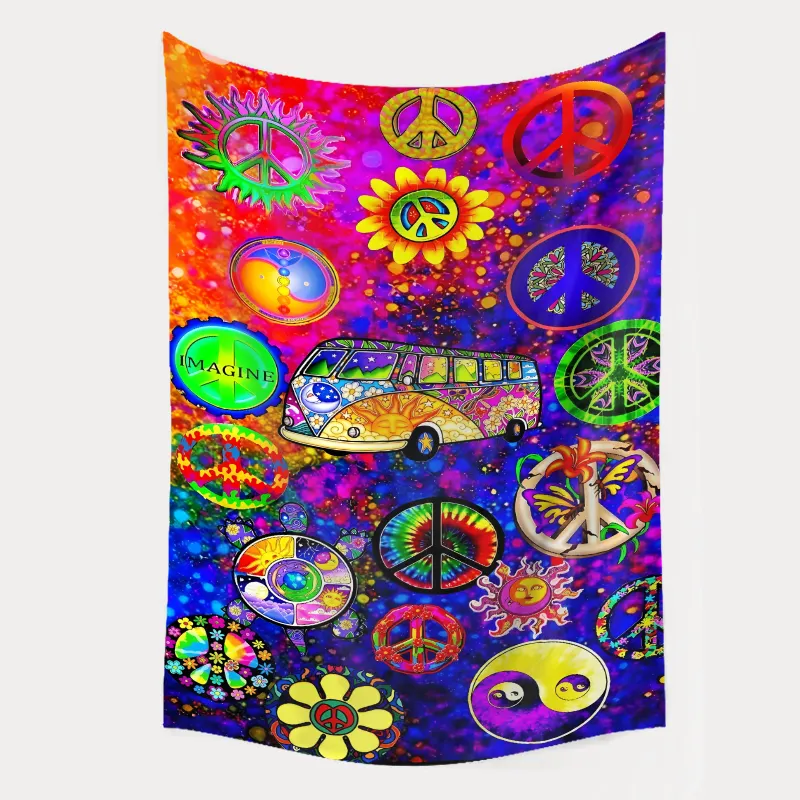 Hot Sell Amazon Trippy Tapestry Hippie Psychedelic Tapiz Abstract Art Custom Tapestry Simple Room Decoration Background