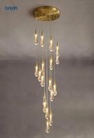 Lustre long moderne en cristal de luxe français, forme goutte d'eau, pour escalier, villa, plafond haut, salon, hôtel, salle à manger, chambre à coucher