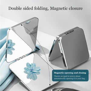 Custom Logo Stainless Steel Double-sided Pocket <b>Compact</b> Folding Mini Travel Portable Small Foldable Makeup <b>Mirror</b> for Cosmetic - Product Image 3