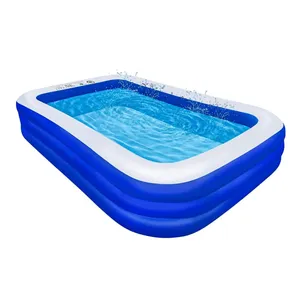 Family Inflatable Swimming Pool Rectangular Full-Sized Lounge Pool for Kids, Adults, Babies, Toddlers, Outdoor