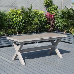 Ensemble <span class=keywords><strong>de</strong></span> salle à manger <span class=keywords><strong>de</strong></span> patio 8 places <span class=keywords><strong>en</strong></span> <span class=keywords><strong>aluminium</strong></span> <span class=keywords><strong>de</strong></span> style moderne avec finition <span class=keywords><strong>bois</strong></span>, durable, pliable, <span class=keywords><strong>en</strong></span> corde tressée, pour hôtel, usage extérieur, garantie 5 ans - Product Image 2