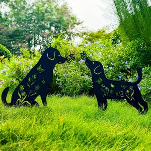 Venta al por mayor de estacas de jardín decorativas de metal para perros regalos para amantes de los perros silueta estatuas de perros para arte de patio decoración de césped al aire libre - Product Image 6