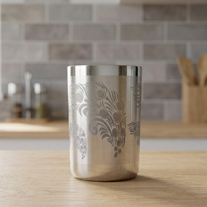 Verre en acier inoxydable à double paroi, motif floral, design classique, pour boissons chaudes, cadeau pour adultes - Product Image 2