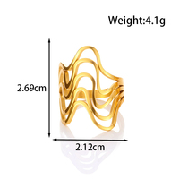 HENGSEN 2025 fil découpé au laser coupe en filigrane géométrique creux 18K or anneaux en acier inoxydable pour les femmes Non ternir