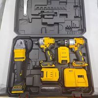 Kit d'outils électriques à percussion sans balais 3-en-1 avec batterie au lithium haute puissance, perceuse électrique, perceuse à main électrique