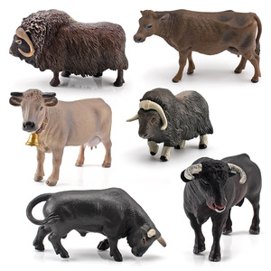 Juego de figuritas de animales de granja simulados, almizcle, buey suizo, vaca marrón, <span class=keywords><strong>ganado</strong></span> del norte de África, Toro Negro, decoración de rancho en <span class=keywords><strong>miniatura</strong></span> sólida - Product Image 2