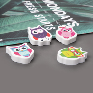Personalizado impreso Kawaii lindo búho Animal borrador espalda escuela papelería conjunto supermercado europeo un <span class=keywords><strong>euro</strong></span> artículo TPR Material lápiz - Product Image 4