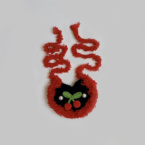 Bavoir en tricot pour animaux de compagnie en polyester fait à la main, style dessin animé mignon, motif floral, peluche confortable, accessoires pour poupées - Product Image 4