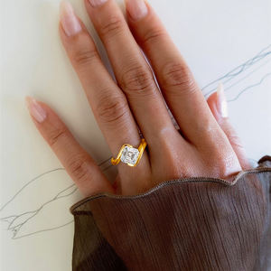 Anel de <span class=keywords><strong>Moissanite</strong></span> Ascher de 2ct Estilo Designer, Banhado a Ouro, Prata Esterlina 925, para Noivado Feminino, de Fornecedor de Joias - Product Image 4