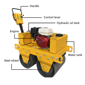 0.5-ton Hydraulically Driven Dual-drum Vibratory <b>Roller</b> Engine Pump Gear-High Efficiency Gasoline/Diesel Concrete <b>Roller</b> (China - Product Image 2