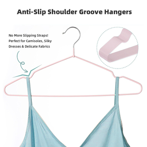 Bán Buôn Heavy-Duty PVC Tráng Dây Áo Móc Không Gian Tiết Kiệm Chrome Sắt Chống Trượt Kim Loại Móc Cho Tủ Quần Áo Và Ban Công Làm Sạch - Product Image 4