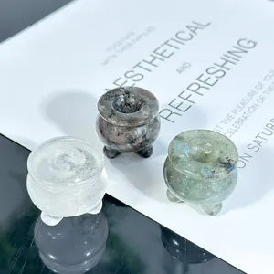 Wholesale Natural Hand Carved Healing Gemstone Crafts Crystal Censer Pocket Carving For Home Decoration Gifts