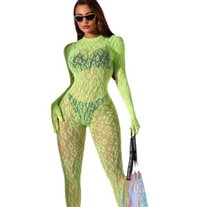 Sexy Langarm-Netzstrumpfanzug für Damen mit Aushöhlungen, Dessous im europäischen und amerikanischen Stil, Großhandel - Product Image 6