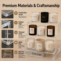Support d'affichage en plexiglas transparent avec base éclairée pour bougies, parfums et petits articles de luxe, vitrine de boutique