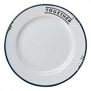 Assiettes de service rondes en métal émaillé personnalisables, réutilisables, lavables au lave-vaisselle, pour restaurants et tables de restaurant. - Product Image 1