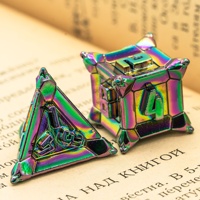 Ensemble de dés polyédriques en métal avec logo personnalisé Udixi, vente en gros, coloré, pour Donjons et Dragons RPG, emballé dans une boîte en métal