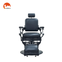 Fauteuil de Barbier Noir de Luxe Moderne Inclinable Style Antique Robuste avec Système Hydraulique pour Rasage