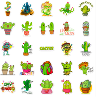 Niedliche Cartoon-Kaktus-Pflanzen PVC-Aufkleber-Set 50 Stück Graffiti-Aufkleber für Mädchen Kinder Notizbuch Papier & Handy Dekorative Aufkleber DIY