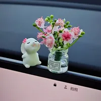 Ornement en résine parfumée aux fleurs pour console centrale de voiture - Lapin romantique et fantastique pour l'habitacle automobile