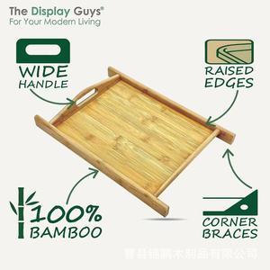 Bamboo Japanese Style Rectangular Serving <b>Tray</b> With Handle <b>Large</b> Medium Size For Home Kitchen Use - Product Image 2
