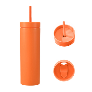 Customized Slim Skinny Acrylic Pastel Colored Semi-Matte Tumblers 16oz Plastic <strong>Reusable</strong> Tumbler <strong>Cups</strong> with Straw - Product Image 4