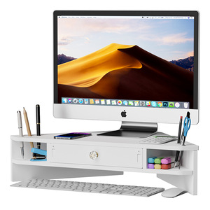 Corner Office Organizer Drawer <b>Storage</b> Box Triangular Desktop Stand With Pen Holder For Monitor And Electronics - Product Image 3