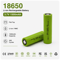 Batterie Li-ion INR18650 1500mAh 3.7V à tête plate rechargeable pour lampe torche, outils électriques, OEM ODM
