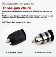 Perceuse pneumatique à vitesse moyenne de type pistolet FixCraft QDZ-001 3/8 robuste avec entrée d'air de 14 mm et mandrin manuel