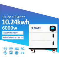 Estación de Energía Doméstica Apilable Todo en Uno SAMAS, Batería Híbrida LiFePO4 de 51.2V 100Ah/314Ah, Inversor Solar de 6kW, Sistema con WiFi/RS485