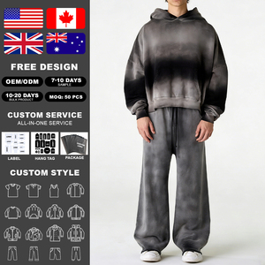 Custom Washed Pullover Sweatshirt and pants <b>set</b> Breathable Cotton Fleece Men's Hoodie Tracksuit <b>Set</b> Wholesale - Product Image 2
