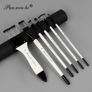Panwenbo Lot de 6 pinceaux à manche blanc pour peinture d'art Kits de peinture professionnels avec embouts en nylon synthétique blanc - Product Image 6