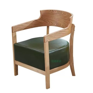 Fauteuil en bois moderne de luxe avec siège en cuir PU, design scandinave, structure stable, chaise de salon, aucun assemblage requis - Product Image 1
