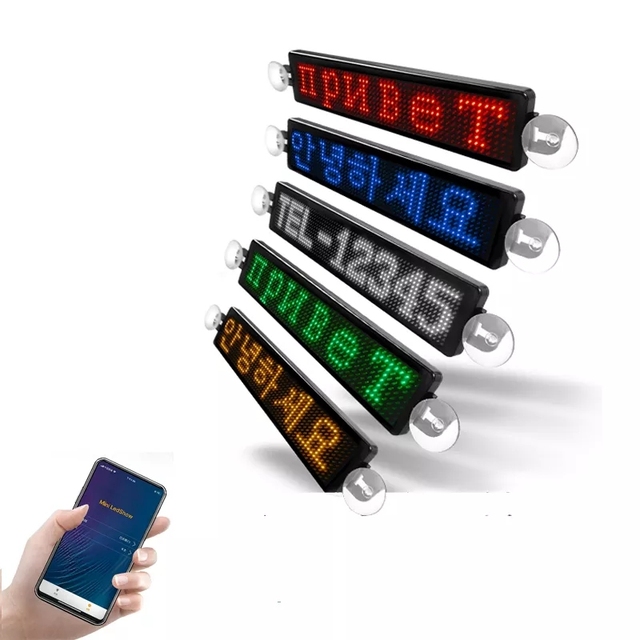 Scrolling Message Sign Wireless Phone APP Moving Message Mini Size 23*5cm LED Car Display Programmable