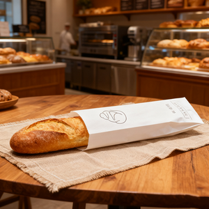 Túi kraft trắng dưới cùng mang ra thực phẩm nặng cấp bánh mì baguette Burger bánh mì ăn nhẹ - Product Image 1