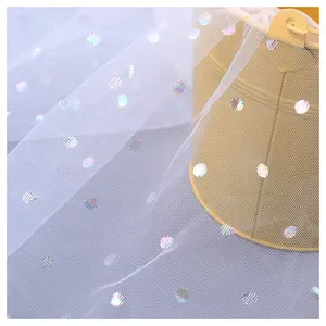 Soft foil printed tulle headband 2024 new design pure polyester 100% polyester point wholesale dress fabric