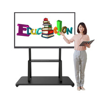 Tableau interactif intelligent à écran tactile LCD 4K UHD de 75 pouces à double système avec écriture au stylo/au doigt et affichage à écran plat