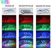 Bande LED intelligente WS2812B RGB 5050 SMD5050 2700K 10mm 30/60/144LEDs/m DC5V USB 5m/10m/30m en rouleau IP67 étanche / Wi-Fi