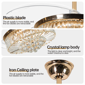 Hiện đại pha lê quạt trần ánh sáng với Led BT điều khiển âm nhạc chức năng và từ xa thông minh Đèn chùm với động cơ DC - Product Image 4