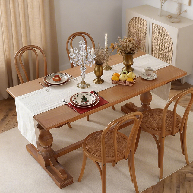 Customized Handmade Modern Cotton Beige Washable Banquet Table Runner for Hotel Restaurant Home Decoration LongSoft Absorbent
