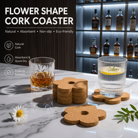 Sous-verres en liège personnalisés en forme de fleur OEM ODM, sous-verres absorbants en liège naturel, sous-verres avec logo personnalisé