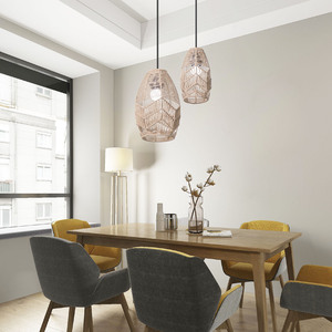 Hand Woven Straw <b>Rope</b> Pendant <b>Light</b> E27 Oval Adjustable Height For Guesthouse Hotel Restaurant - Product Image 3