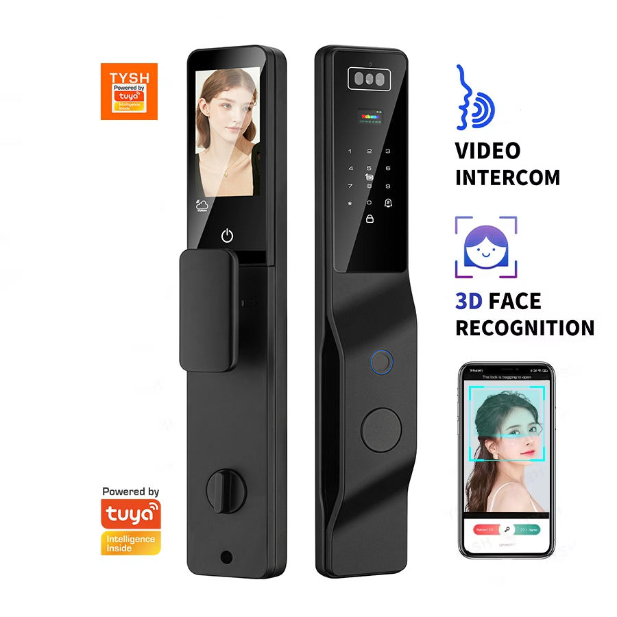 TYSH Biometric 3d Face Recognition Fingerprint Smart Lock Ai Tuya Wifi Card Digital Lock Video Intercom Smart Door Lock · image 3