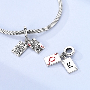 MULA Originale Ciondolo <span class=keywords><strong>Charm</strong></span> in Argento Sterling 925 con Zirconi a Forma di Re e Regina per Bracciale/Collana, Accessori Fai-da-Te, Regalo - Product Image 4