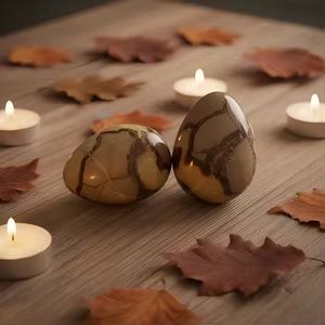 Ornements en pierre naturelle de cristal en forme d'œuf de tortue, collection originale de pierres brutes pour bijoux et décoration intérieure, faits à la main - Product Image 3