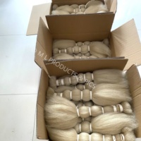 Extensions de cheveux 2026, 100% poils de queue de yak, couleur blanche naturelle, 24''-26''